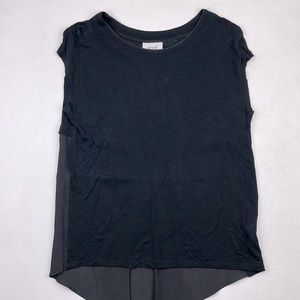 SEED Heritage Black Shortsleeve Sheer block top